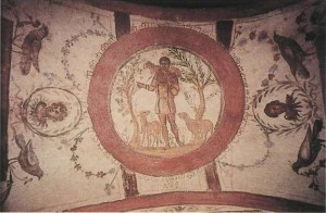 Il Buon Pastore nelle catacombe di Marcellino e Pietro a Roma