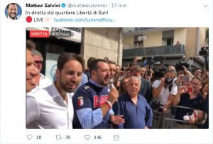 Una diretta di Salvini su Twitter