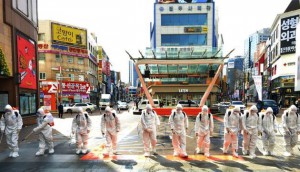 Sud Corea: l’esercito disinfetta le strade