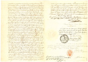 La trascrizione della bolla di Martino V datata 1852 (Archivio Castiglioni, Comune di Castiglione Olona)